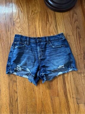 aerie Dark Blue Distressed Denim Shorts